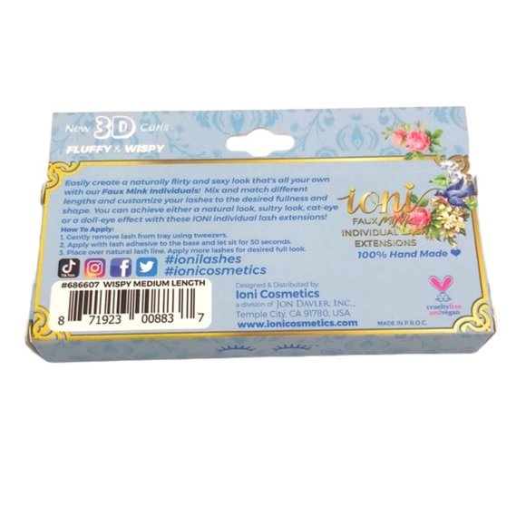 ioni ‘Wispy Medium Length’ 3D Curls Faux Mink Individual Lash Extensions - Picture 2 of 2